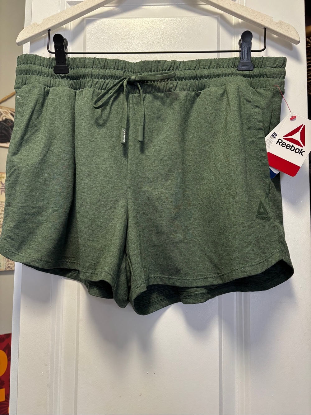 Reebok Women's Olive Green Athletic Shorts with Drawstring